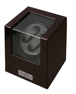 Picture of Diplomat Ebony Wood Double Watch Winder with Off-White Leather Interior