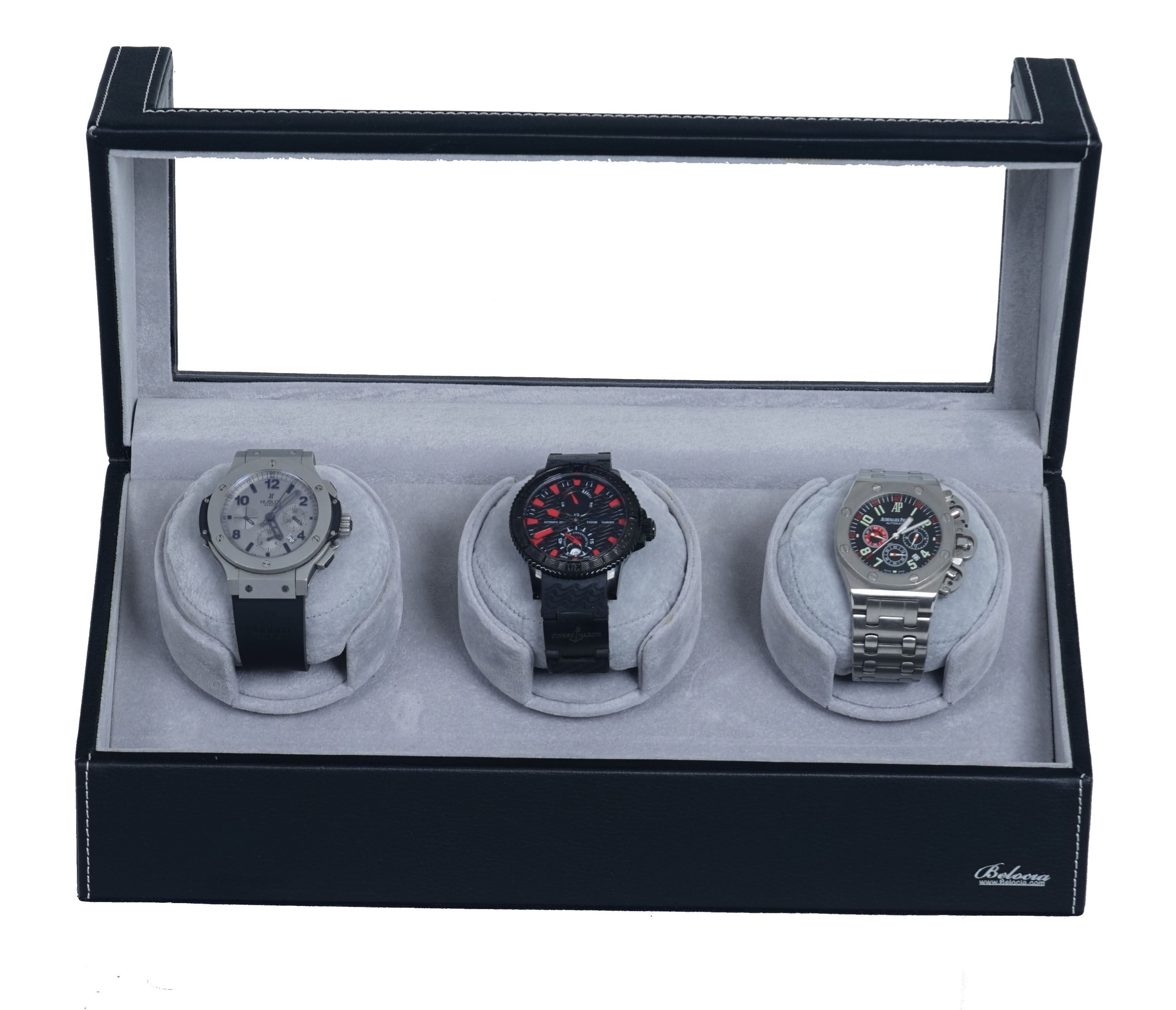 Watch Winders for Automatic Watches,Double Watch Winder Wood w/LCD