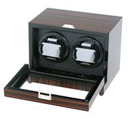 Double Watch Winder Ebony Wood w/LCD Dispaly w/Japanese Mabuch Motors